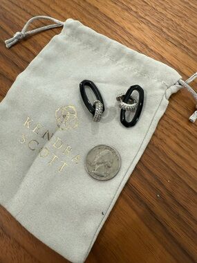 Kendra Scott Black Link Earrings with Silver Pavé Hoops